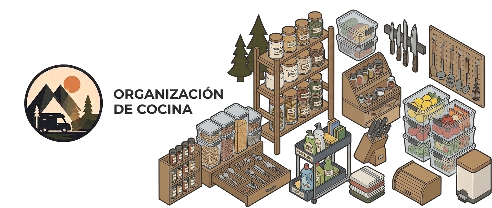 Organización de cocina en una camper