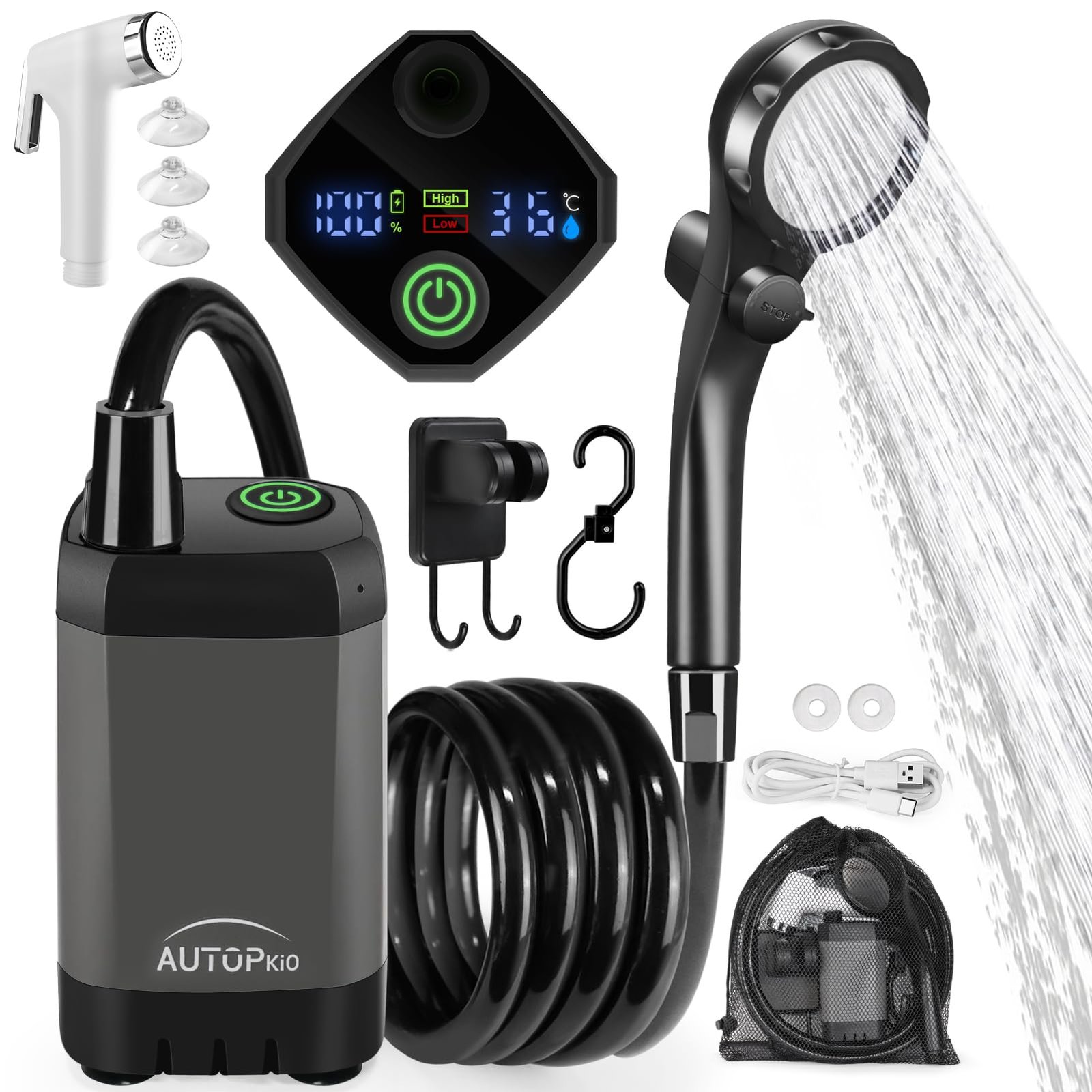 AUTOPkio ducha portátil recargable para camper
