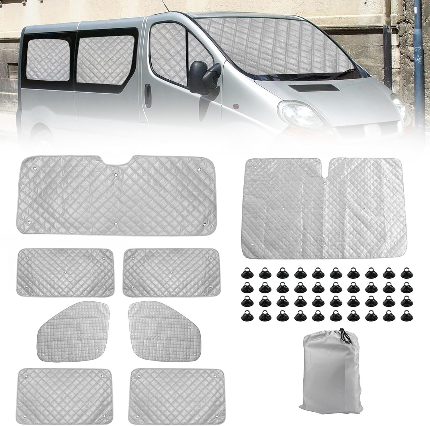 Juego de 8 oscurecedores térmicos para Renault Trafic camper