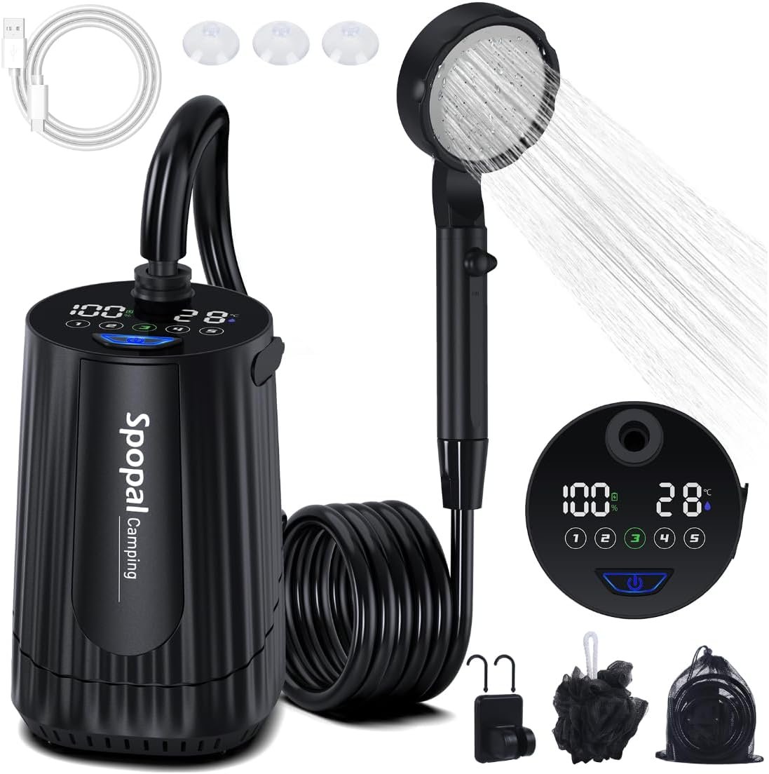 Spopal ducha portátil recargable 10000 mAh para camper