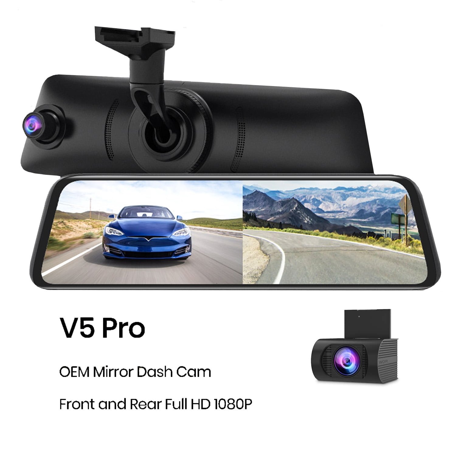 AUTO-VOX V5 Pro retrovisor digital OEM con cámaras delantera y trasera para camper