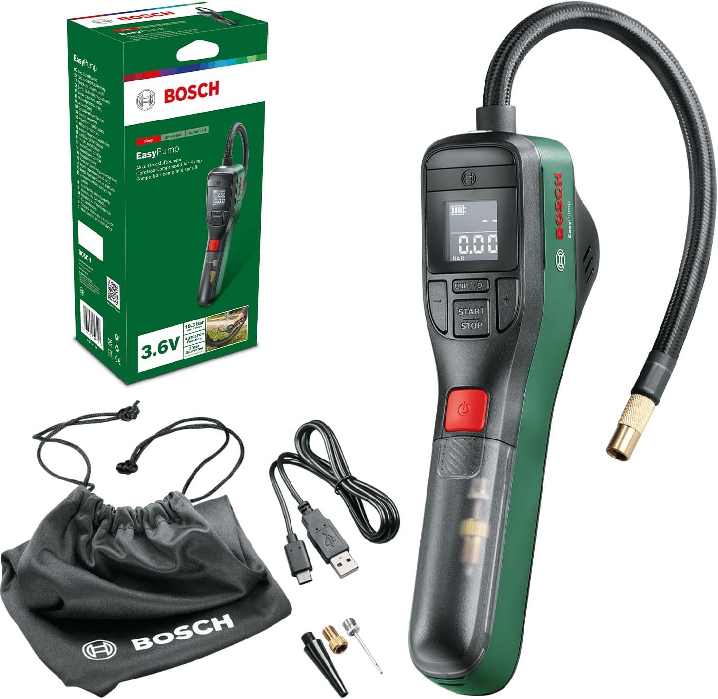 Inflador portátil Bosch EasyPump para neumáticos de coche y camper