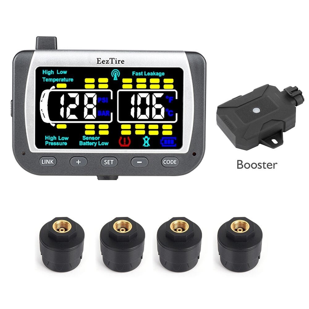 EEZTire TPMS con monitor color, cuatro sensores y booster para camper