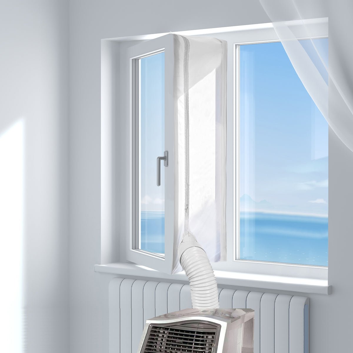 Sello de ventana HOOMEE AL003 400 cm para aire acondicionado portátil en camper