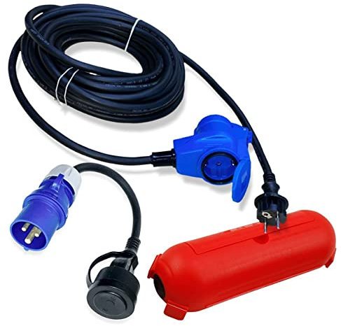 Kit de cable CEE y adaptador Schuko de 10 metros para caravana