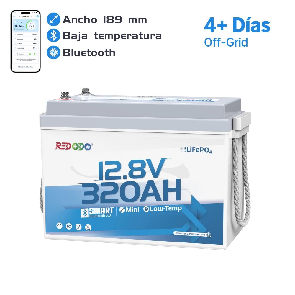 Redodo 12V 320Ah W190 Bluetooth bajo asiento
