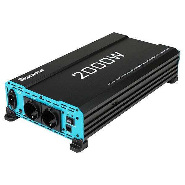 Inversor Renogy 2000W de 12V a 230V con tomas europeas para camper