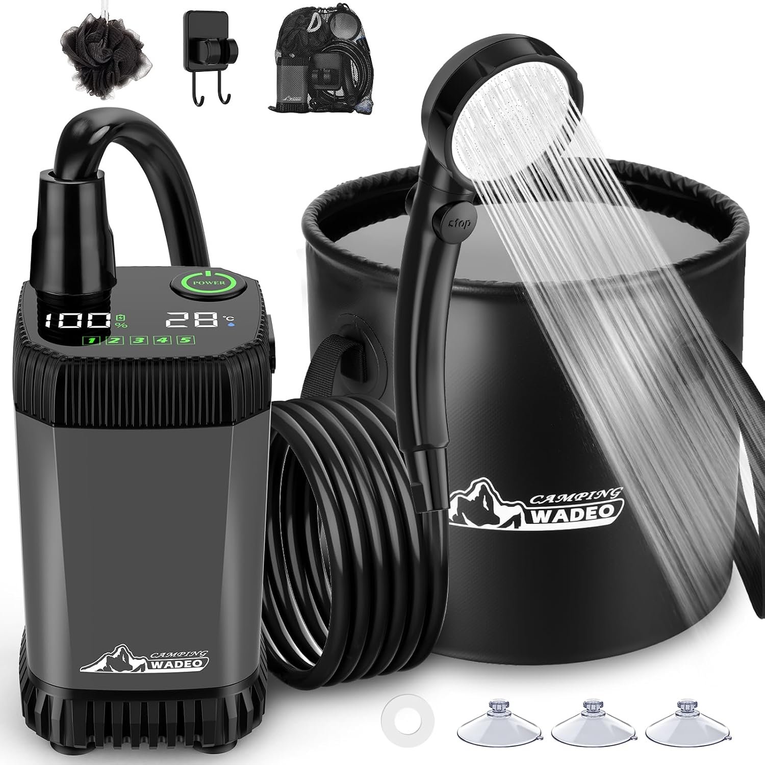 WADEO Ducha portátil recargable · kit con depósito