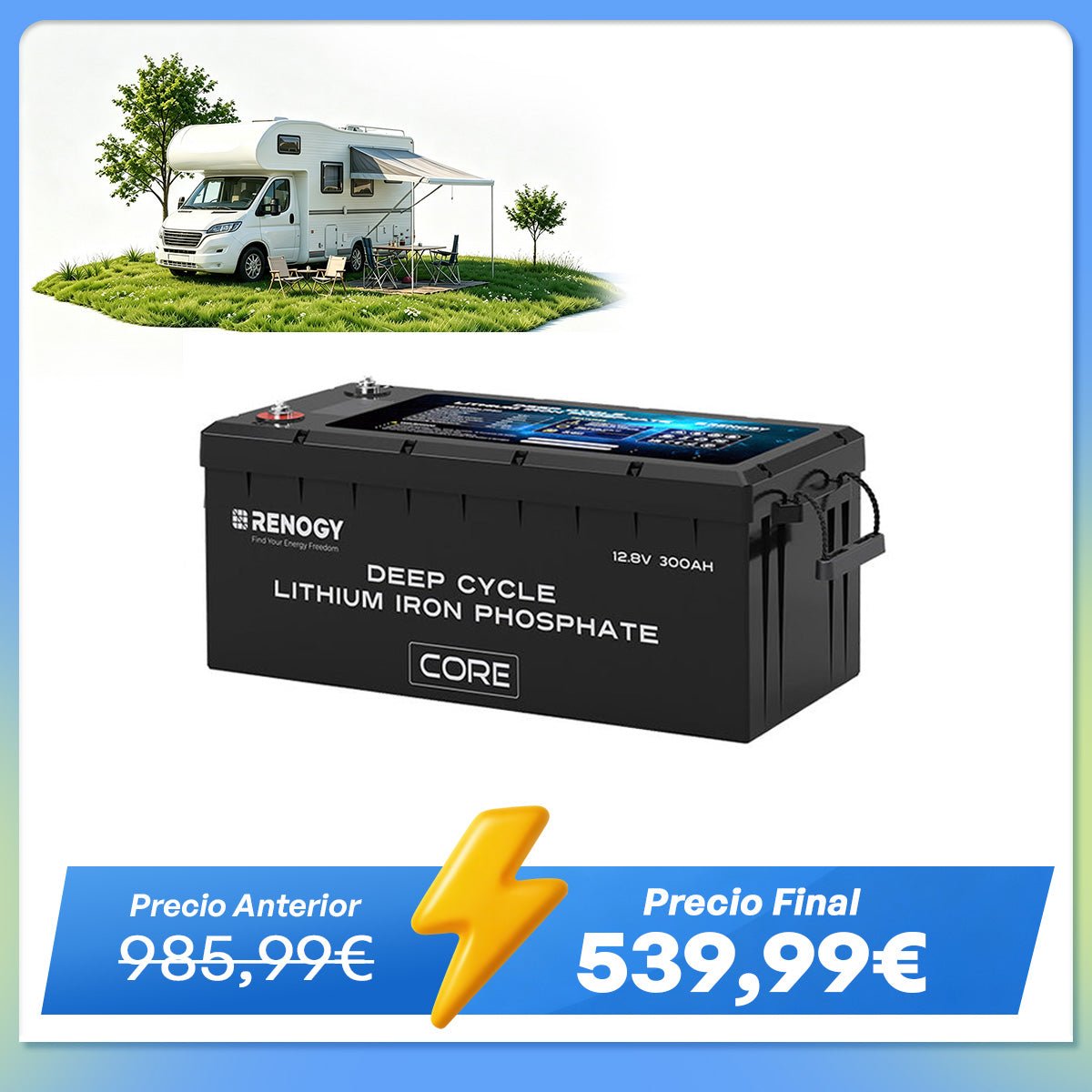 Renogy Core 12 V 300 Ah · autocalentamiento